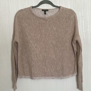 Eileen Fisher organic linen cotton knit sweater XXS tan white drop shoulder